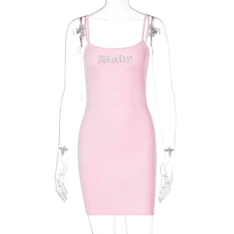 Beaded Square Neck Backless Cami Mini Dress