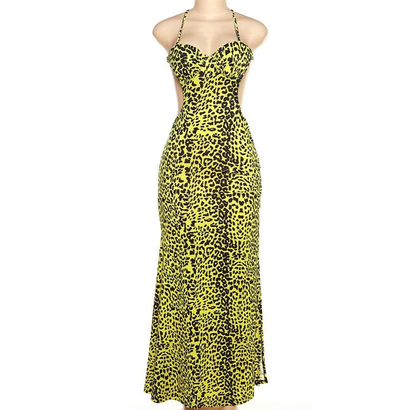 Spaghetti Strap Sweetheart Ruched Bust Side Cutout Thigh Slit Maxi Dress