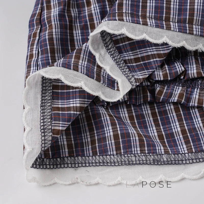 Elora Plaid Crop Skirt Set