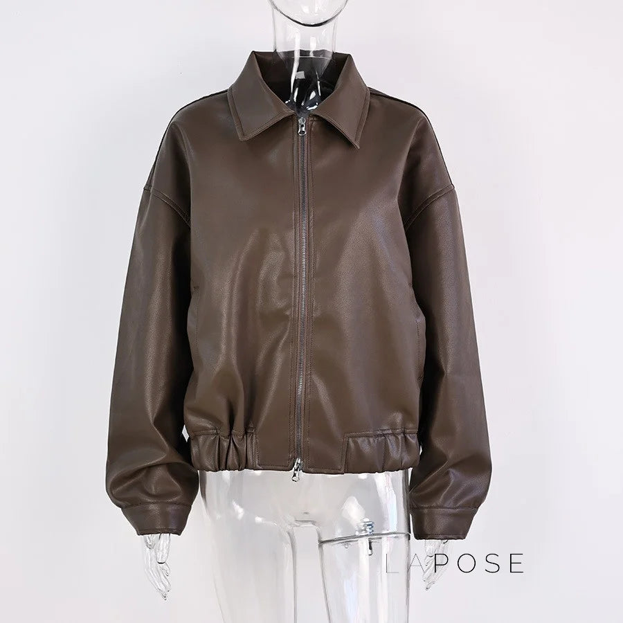 Koa Lapel Faux Leather Jacket