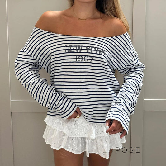 Natalyn Stripe Graphic Long Sleeve Top