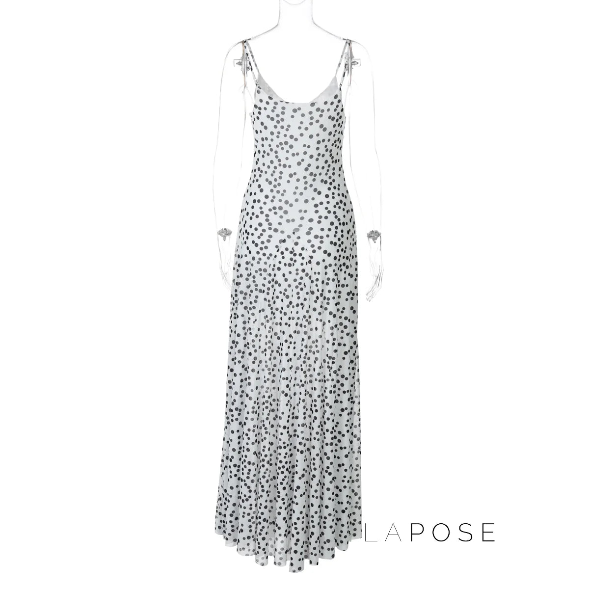 Zulema Polka Dot Mesh Midi Dress