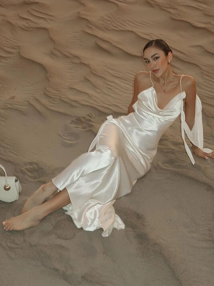 Ribbon Silk Sling Backless Long Dresses