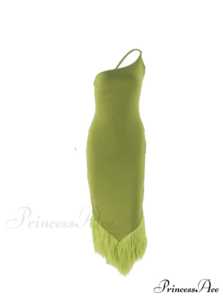 Slim Sleeveless Maxi Spaghetti Strap Backless Green Elegant Club Party Bodycon Dress