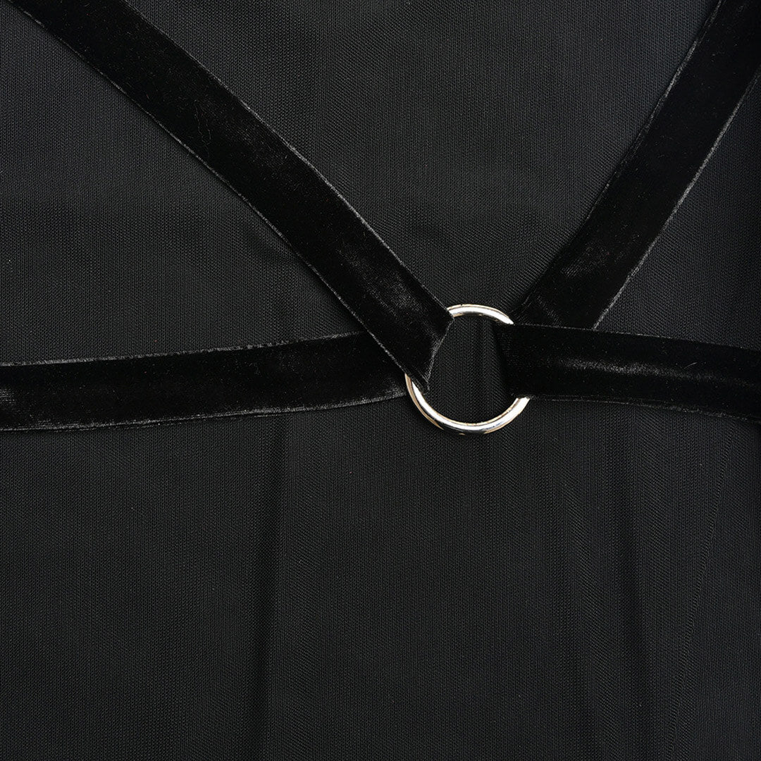 Halter Cowl Neck O Ring Shoulder Waist Belt High Slit Midi Dress