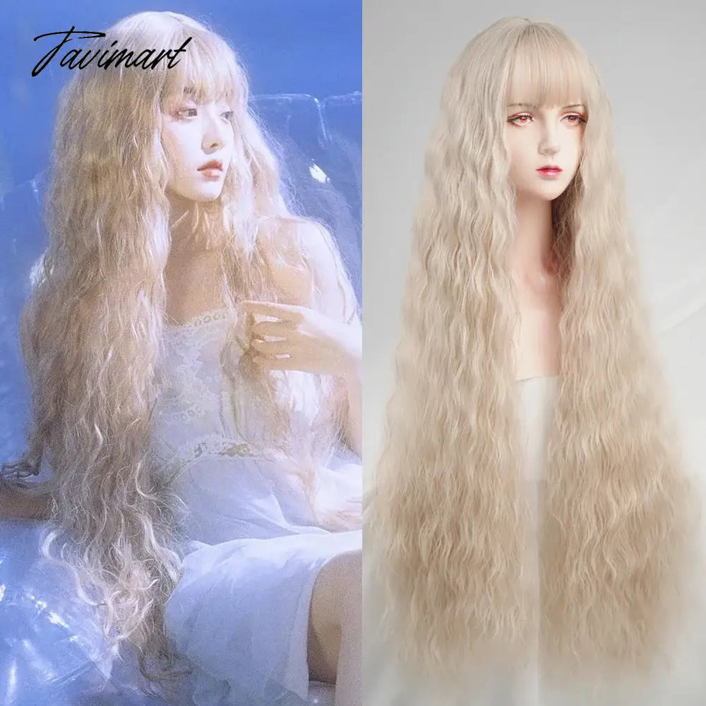1 Super Long Curly Blossom Pink Wig Full-Head Female Lolita Water Ripple Cos
