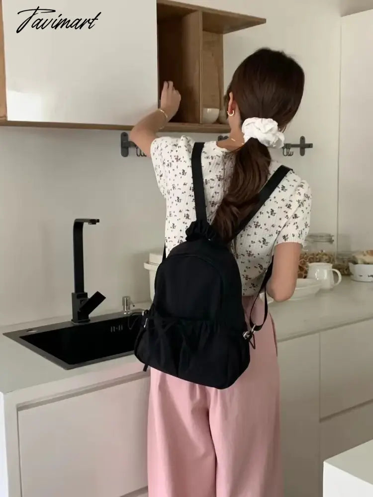 Korean Style Womens Backpack Aesthetic Fashion Elegant Students Small Travel Backpack Lightweight Casual Luxury Female Bag