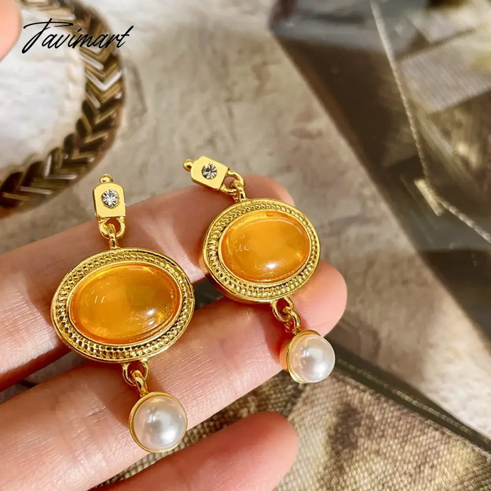 Statement Orange Color Oval Resin Geometric Drop Earrings Personality New Fashion Jewelry Wholesale