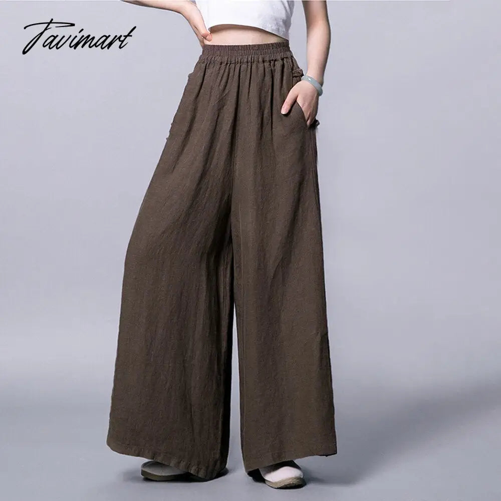 Summer New Women's Wide-leg Pants Casual Retro Cotton and Linen Thin High-waisted Wide-leg Pants Slim Loose Trousers