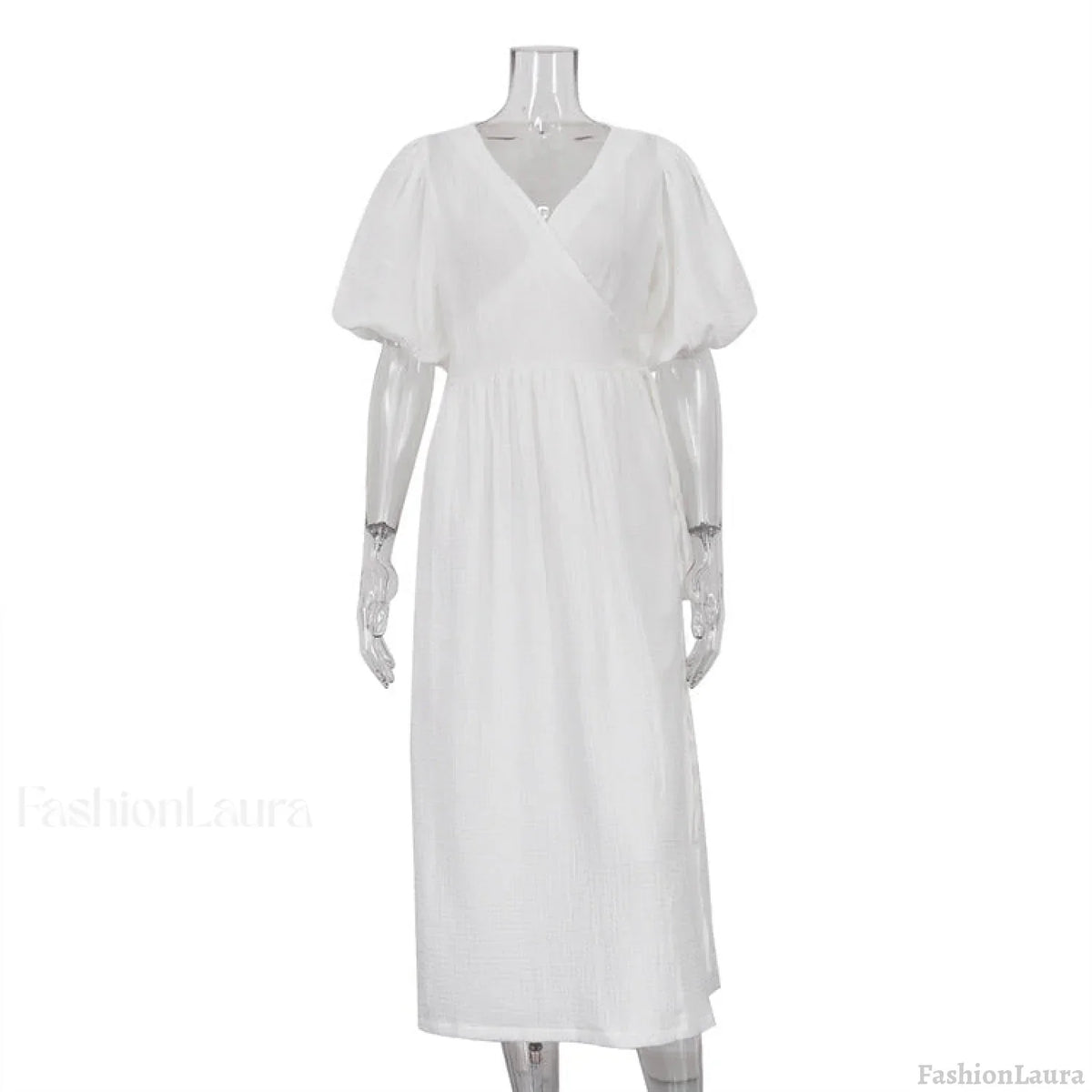 V-Neck Short Sleeve Lace-up Dress