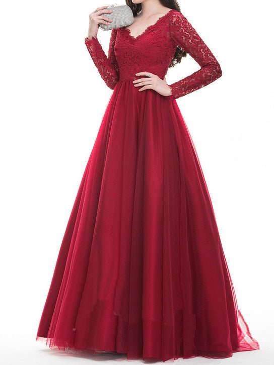 Dresses Mesh Lace Long Sleeve Dress