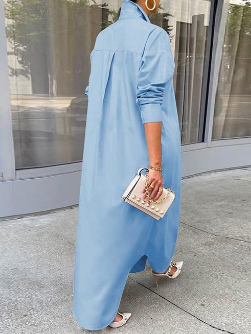 Dresses Long Sleeve Slit Shirt Dress