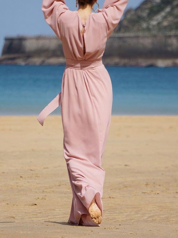 Dresses Neck Tie Balloon Sleeve Dress