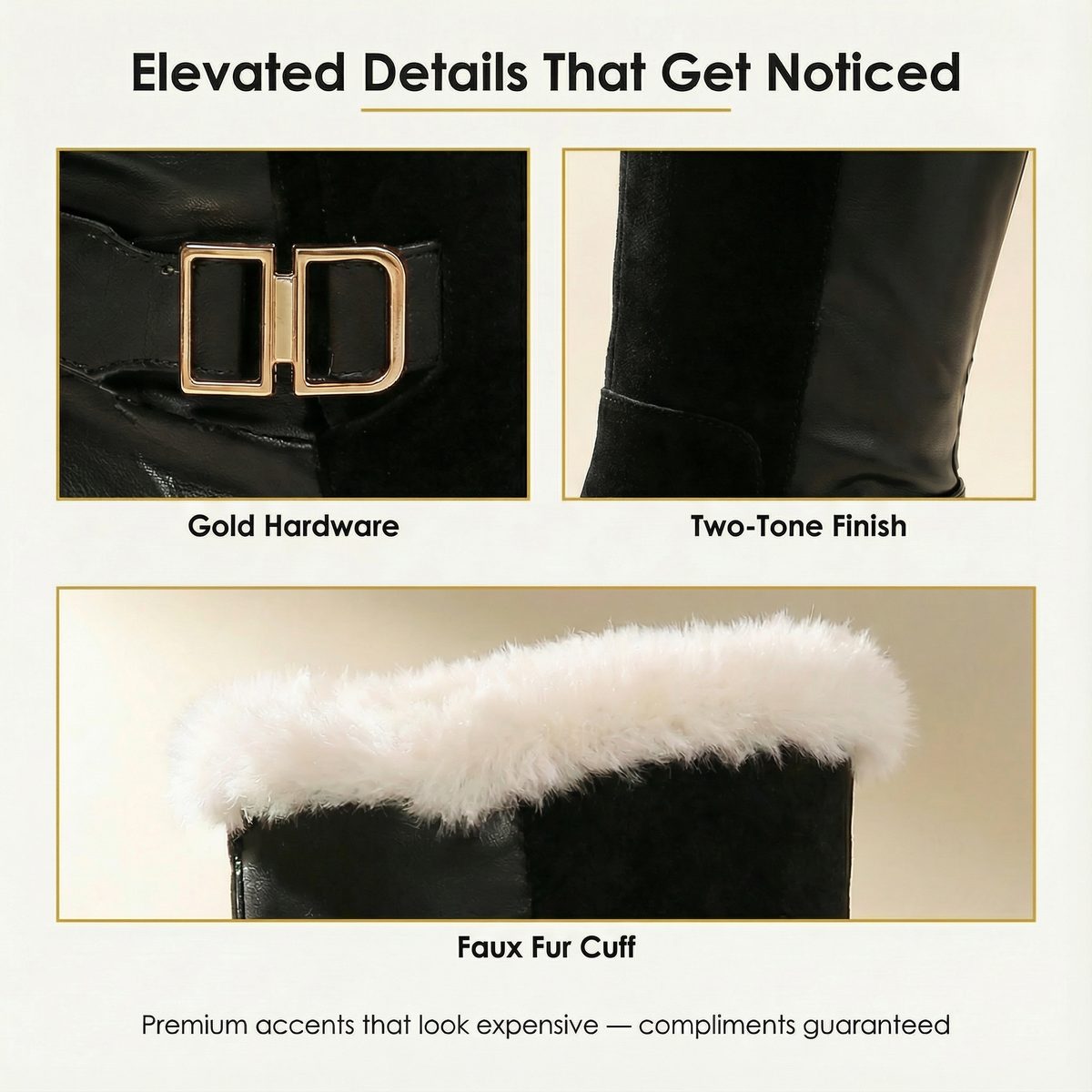 Women's fleece lined knee high winter boots