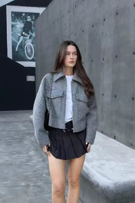 Cropped Wool Street Style Jacket