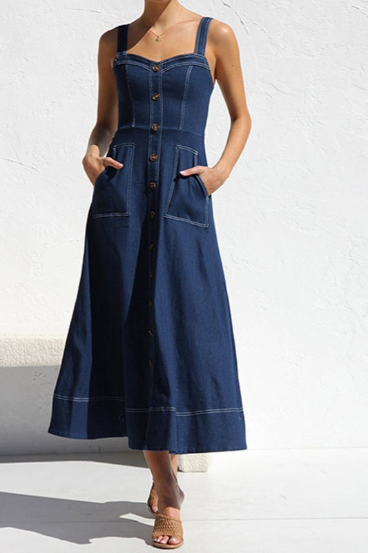 Casual Button-Up Denim Dress