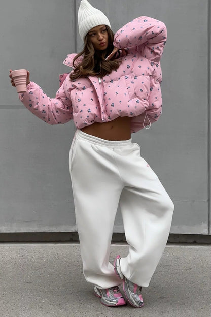 Chic Printed Puffy Puffer Jacket