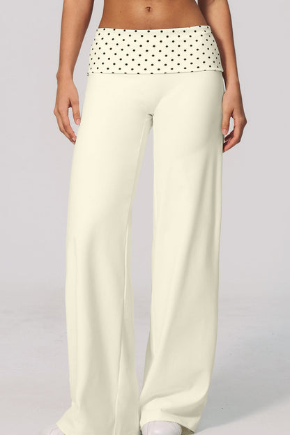 Foldover Polka Dot Wide Leg Pants