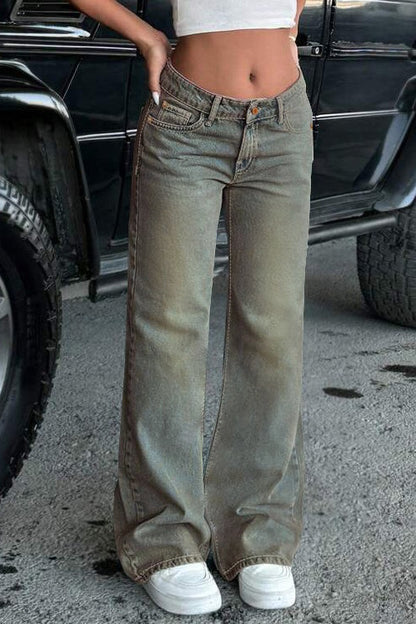 Distressed Washed Blue Jeans