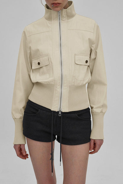 Street Style Stand Collar Cargo Jacket