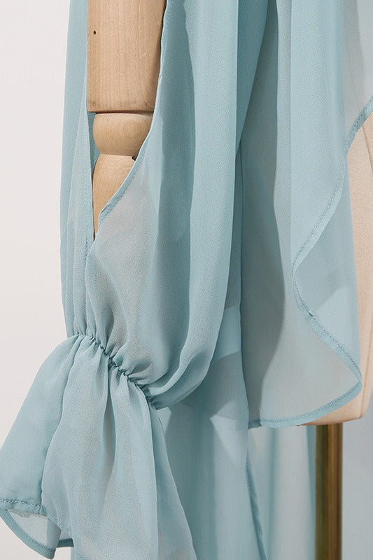 Sweet Irregular Stand Collar Loose Solid Halter Blouse