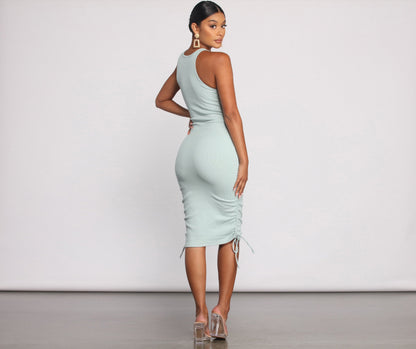 Effortless Everyday Ruched Charming Knit Mini Dress