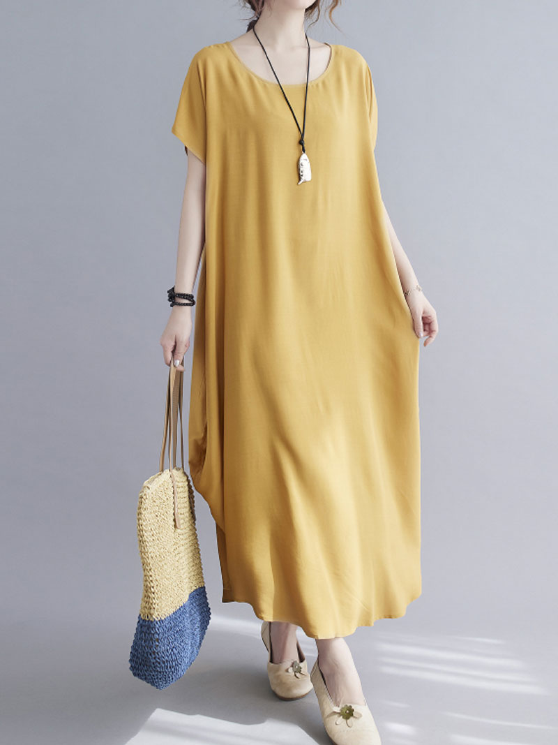Square Neck Cap Sleeve Rib Knit Midi Dress