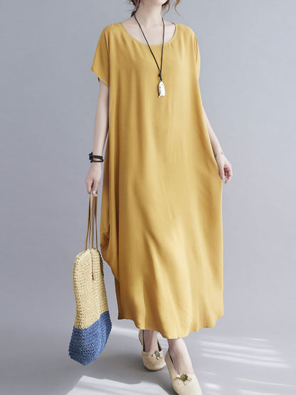 Square Neck Cap Sleeve Rib Knit Midi Dress