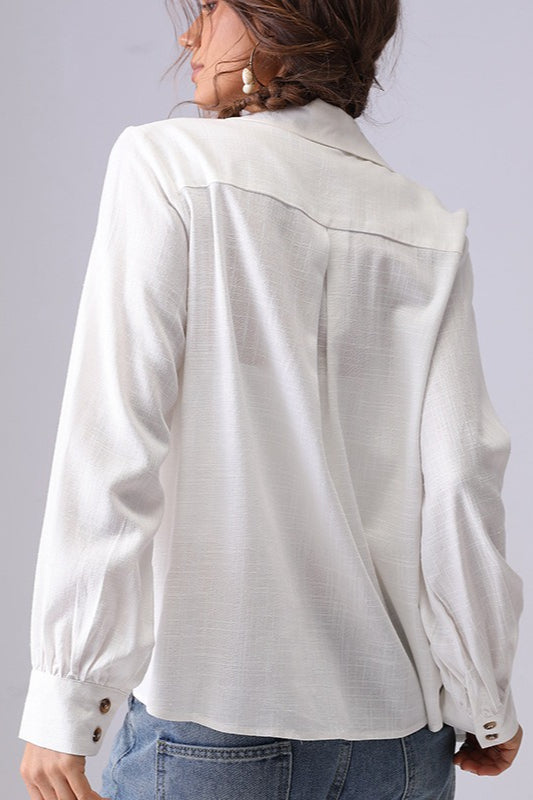 Linen Crochet Embroidered Chic Design Fashion Blouse