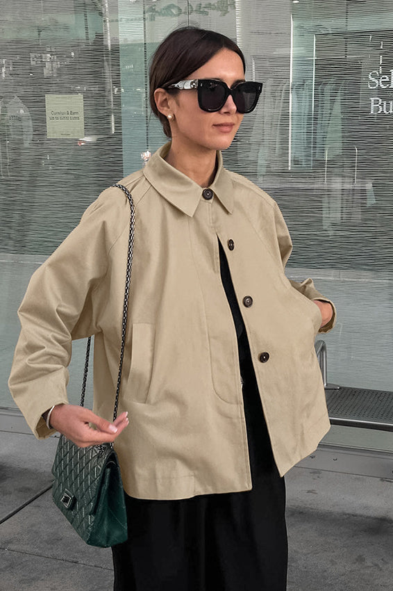 French Khaki Utility Trench Coat
