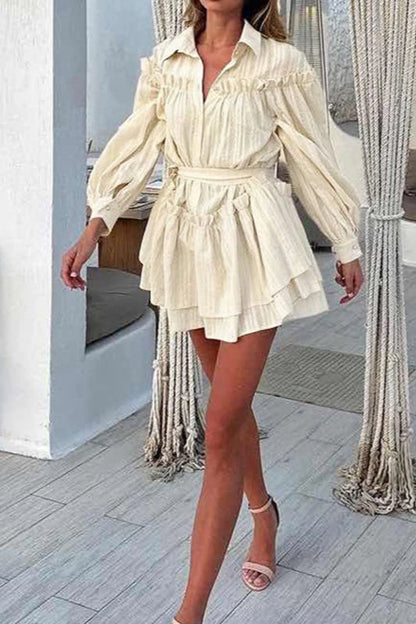 Elegant Lantern Sleeve Boho Dress