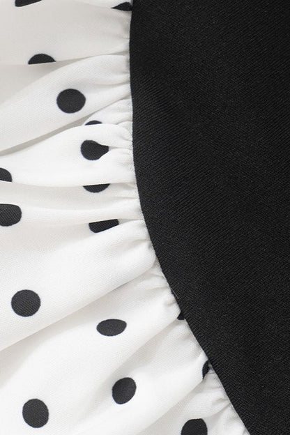 Black Strapless Sweetheart Polka Dot Bodycon Mini Dress