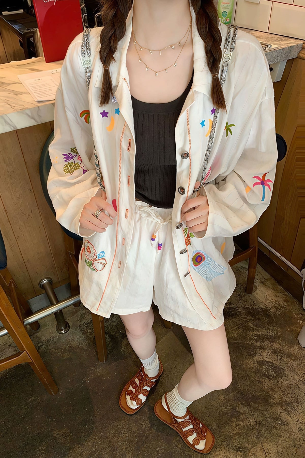 Vibrant Heavy Embroidery Linen Blouse