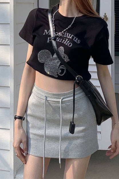 Drawstring Sport Mini Skirt