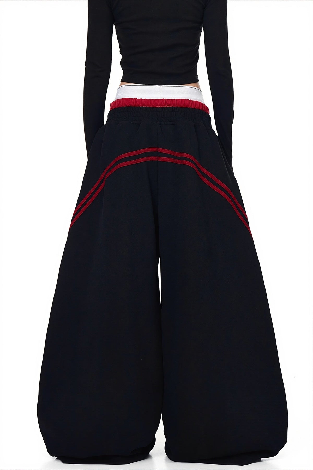 Double Waist Stripe Panel Pants