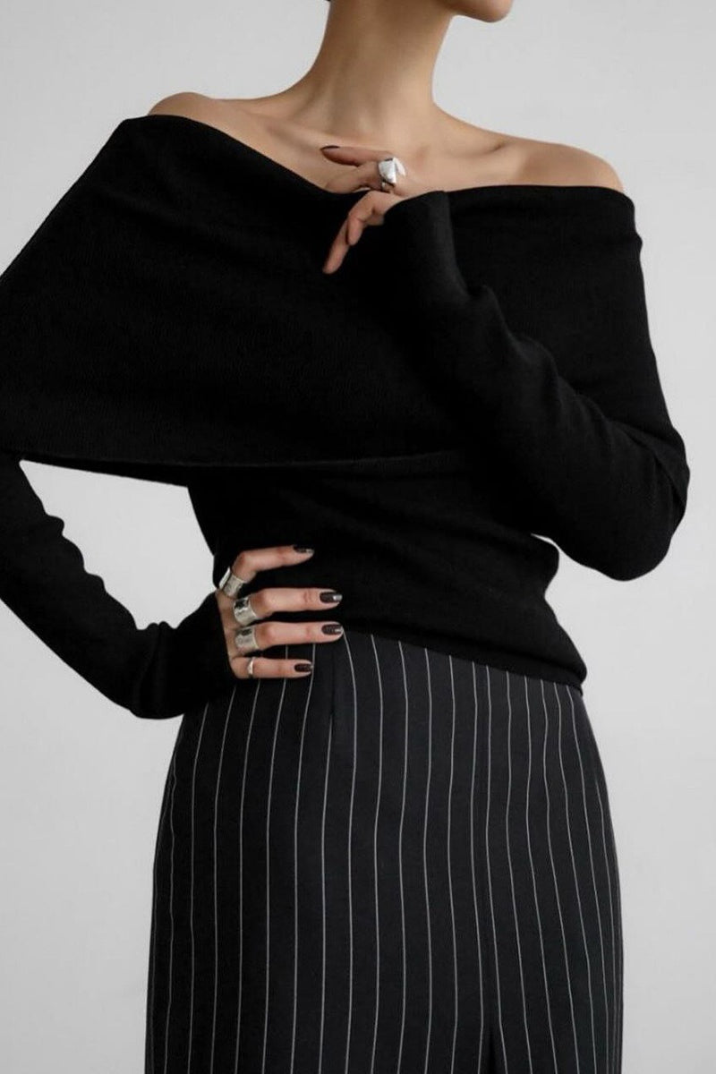 Slim Fit Slit Neck Long Sleeve Knit Top