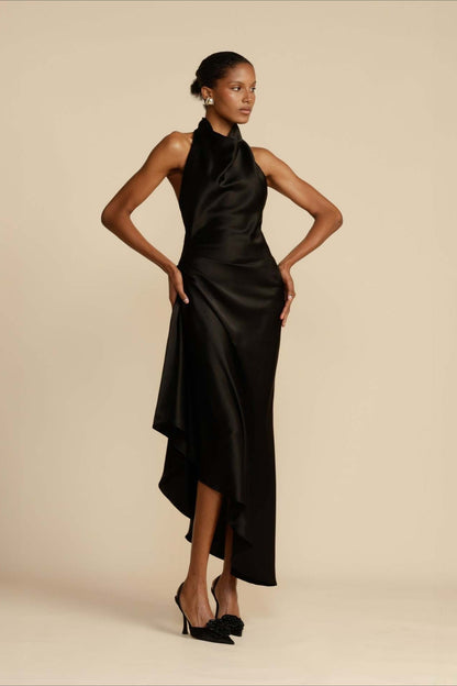 Satin Slit Backless Dress