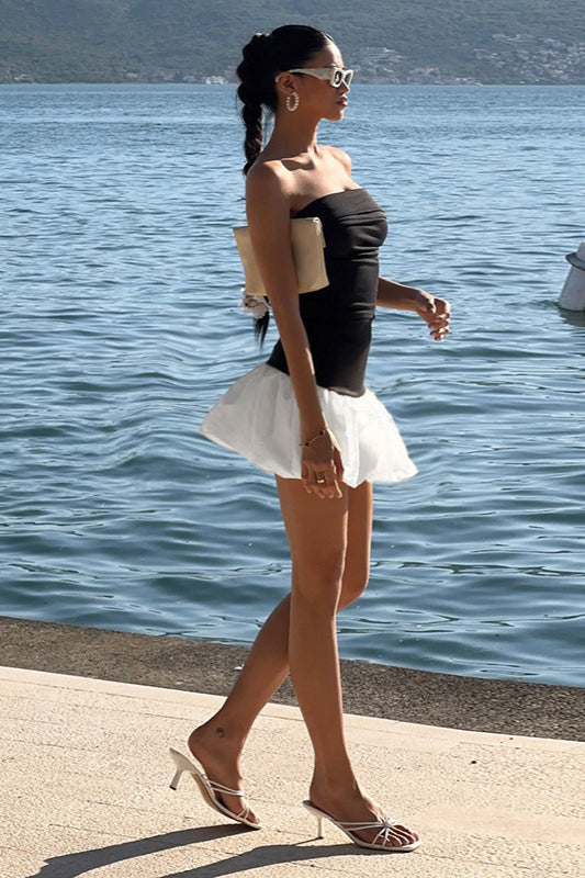 Fall Chic Elegant Strapless Peplum Mini Party Dress