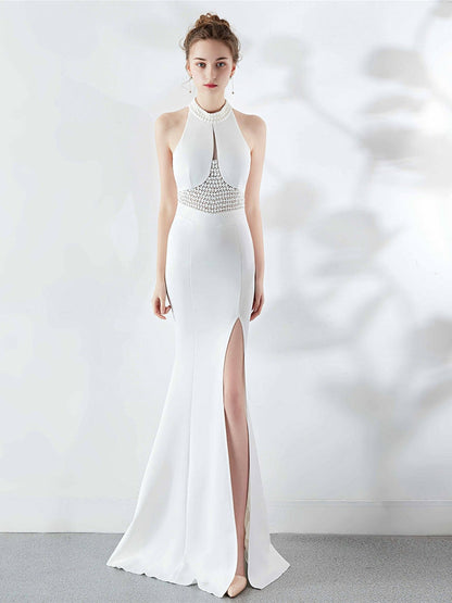 long style Halter evening dress