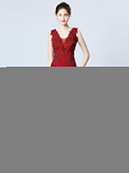 Handmade applique Beaded long evening dress