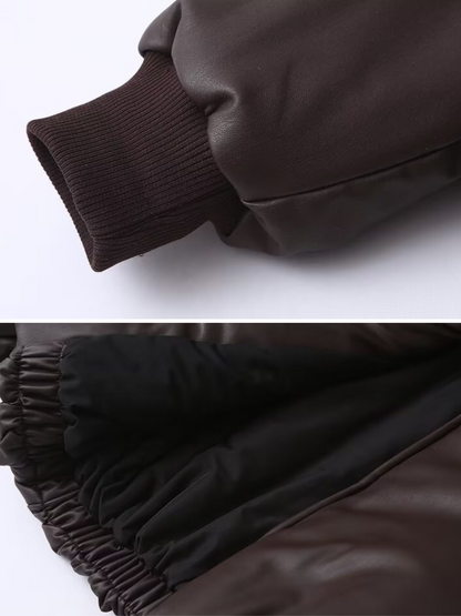 Alizay Faux Leather Puffer Jacket