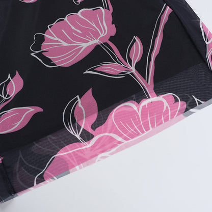 Strapless Ruched Floral Print Column Maxi Dress