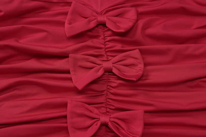 Halter Neck Ruched Bow Front Bodycon Mini Dress