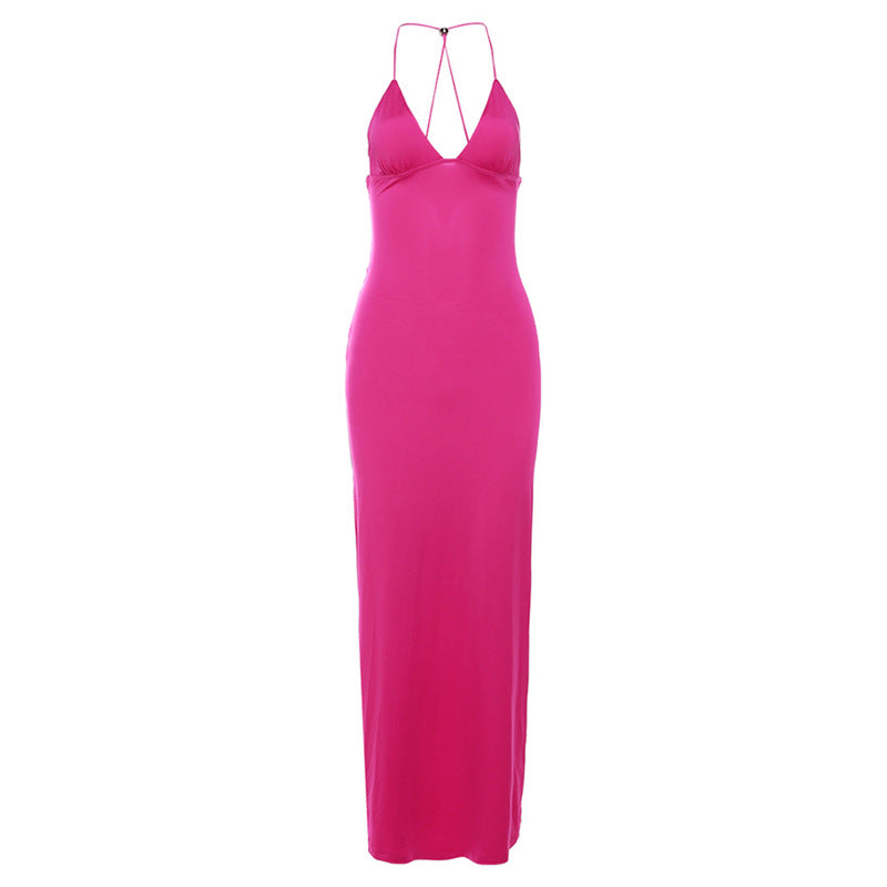 Butterfly Applique Criss Cross Strap Backless Printed Bodycon Maxi Dress