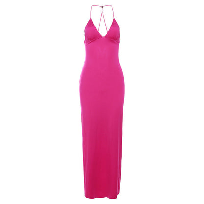Butterfly Applique Criss Cross Strap Backless Printed Bodycon Maxi Dress