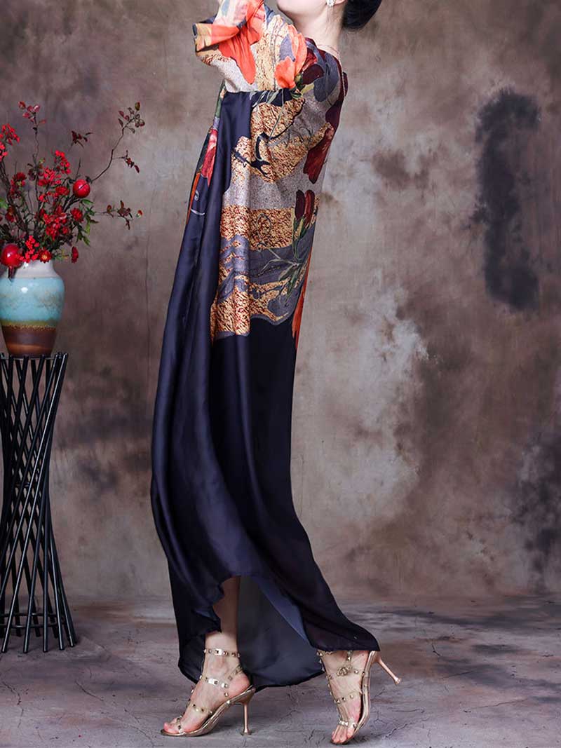 Spaghetti Strap Abstract Print Maxi Dress