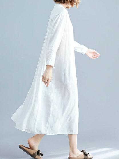 Collared Button Front Tropical Print Shirt Midi Dress