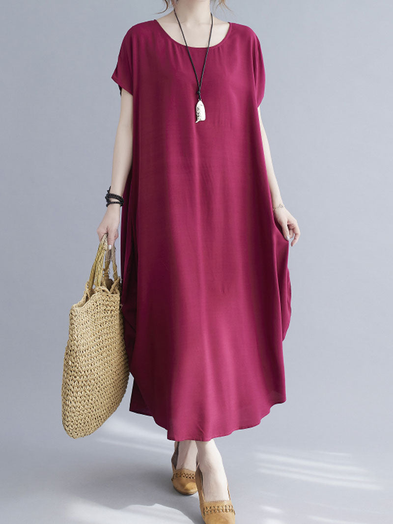 Square Neck Cap Sleeve Rib Knit Midi Dress