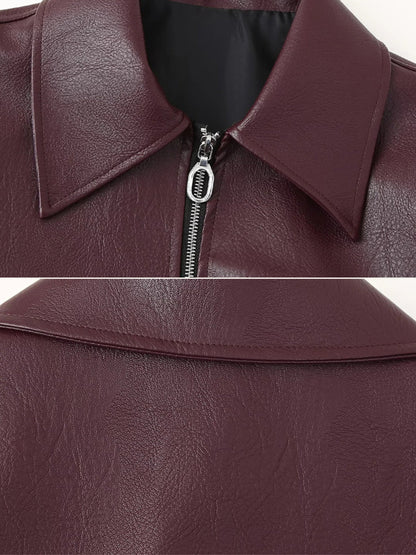 Muriel Faux Leather Zip-Up Jacket