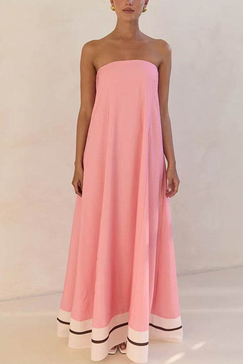 Strapless Color Block Loose Fit Maxi Dress